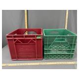 2 Sealtest Dominion Dairies Milk Crates - Green