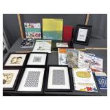 Miscellaneous framed art & art supplies- see