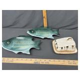 Vintage fish serving dishes & vintage cheese or