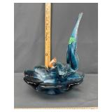MCM Murano Style Art Glass Long Tail Rooster