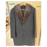 Gray coat with a fur collar- believed to be large