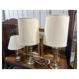 Three metal table lamps