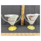 Vintage Art Deco Indiana Glass Cream & Sugar Hand
