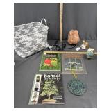 Woven basket/ garden books/salt lamp/horse egg &