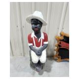 Vintage concrete, three-piece, fishing boy statue