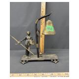 Antique Desktop Brass Bell Ringer with Knight