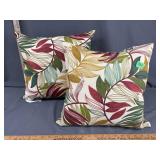 2 Burgundy & Tan floral outdoor cushions (New)