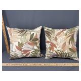 2 Tan floral outdoor cushions