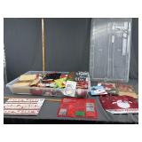 Christmas decor/ ribbon/ bags in under bed