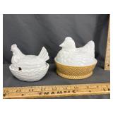 white milk glass hen on nest trinket dishes from