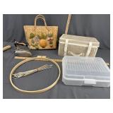 Miscellaneous box lot- storage boxes/ knitting