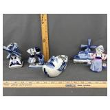 Five Ceramic Delft Blue Colour Pieces: Windmill