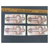 4 x $2.00 bills