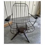 Mid-century modern metal chair with cushion