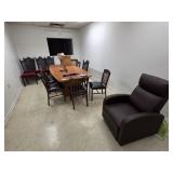 TABLE, 95", W/ VARIOUS CHAIRS AND DESK