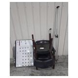 GROUP OF (2) CHAIRS, WHITE BOARD, EASELS