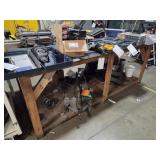 WOOD FRAME BENCH W/ METAL TOP, 8