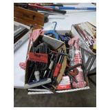 FLAT OF VARIOUS TOOLS, ALLEN WRENCHES, ROPE, ETC
