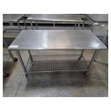 STAINLESS STEEL TABLE, 49"X24"X29", W/ CASTERS