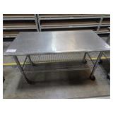 STAINLESS STEEL TABLE, 49"X24"X29", W/ CASTERS