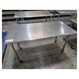 STAINLESS STEEL TABLE, 49"X24"X29", W/ CASTERS