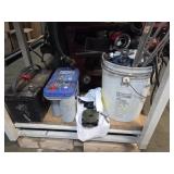 GROUP OF BROKEN PARTS AND DEAD BATTERIES