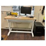 Adjustable Height Desk w/ Monitor & File cabinet