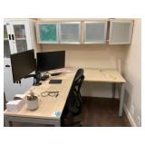 L-Shape desk with overhead storage cabinet