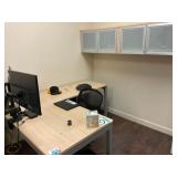 L-Shape desk with overhead storage cabinet