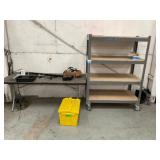 Rack on Wheels / Folding Table w/ Contents