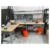 L Shape Work Table w/ Contents