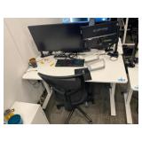 Manual Adjustable Height Desk, Monitor & Chair