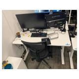 Manual Adjustable Height Desk, Monitor & Chair