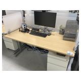 Electric Sit/Stand Desk with Privacy Glass, (1) De