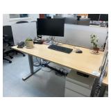 Electric Sit/Stand Desk with Privacy Glass, (1) De