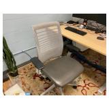 Sit/Stand Desk with Privacy Glass, Chair, (2) Dell
