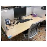 Sit/Stand Desk with Privacy Glass, Chair, (1) Dell