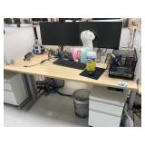 Electric Sit/Stand Desk with Privacy Glass, (1) De