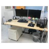 Electric Sit/Stand Desk with Privacy Glass, (1) De