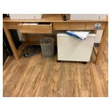 Wood Table w/ 2 Drawer File Cabinet