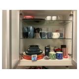 Plates, cups, glasses, utensils