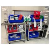 2 Stainless Steel carts with lab supplies
