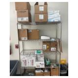 Wire Shelving Unit w/ Assorted Consumables