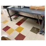 Metal Table on Wheels see description Contents NOT