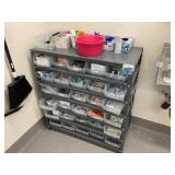 Shelving with misc lab Supplies
