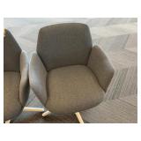 42ï¿½ White Round Table w/ (4) Blue Swivel Chairs