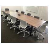 11ï¿½ 10ï¿½ 3 Section Conference Table with 8 Grey Cha