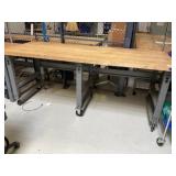 Butcher-Block Top Work Table on Wheels 8ï¿½ x 3ï¿½ x 3