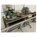 Wood Top Work Table with Contents