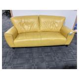 American Leather Yellow Leather Couch & Chair